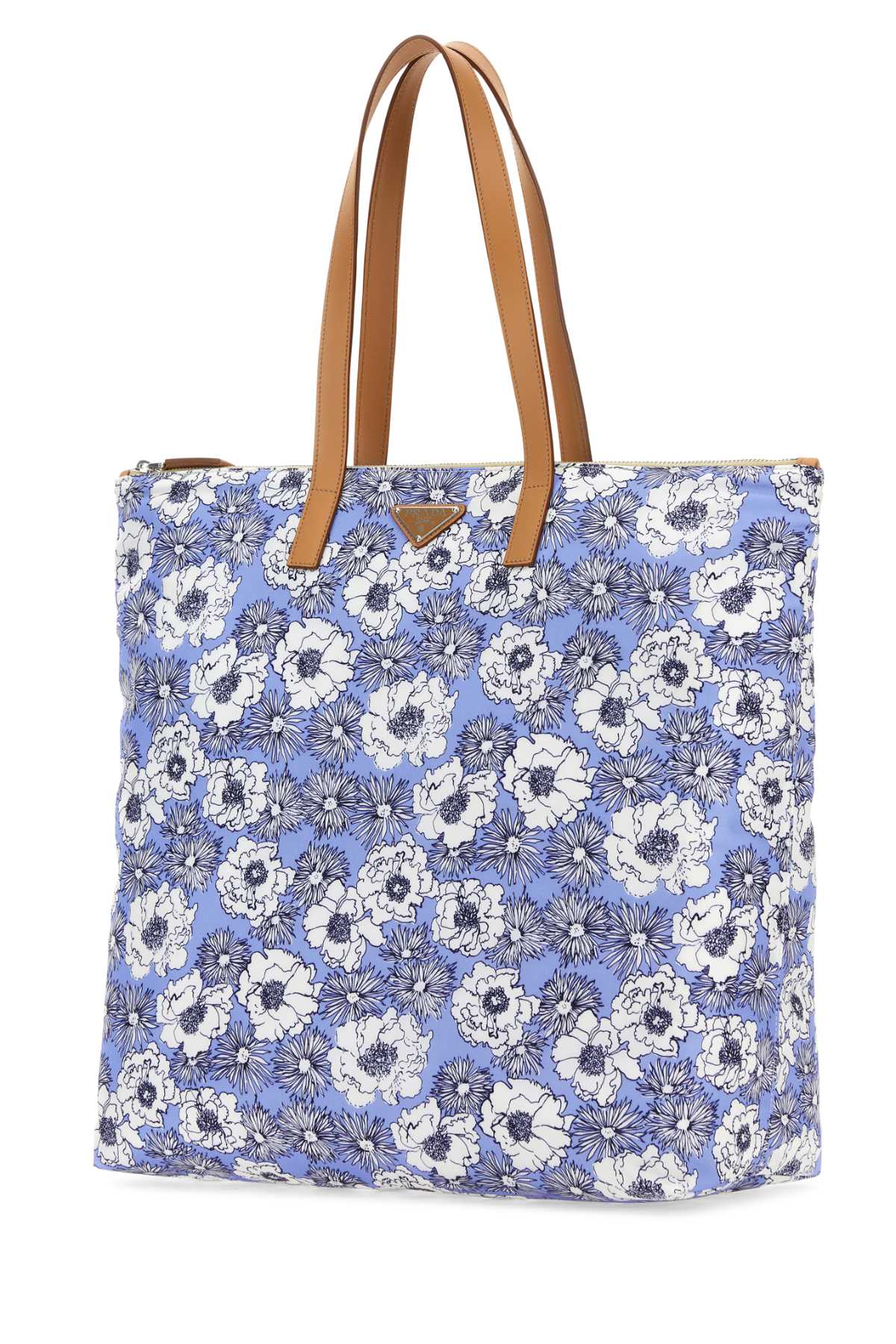 Prada Printed Re-nylon Shopping Bag In Blue