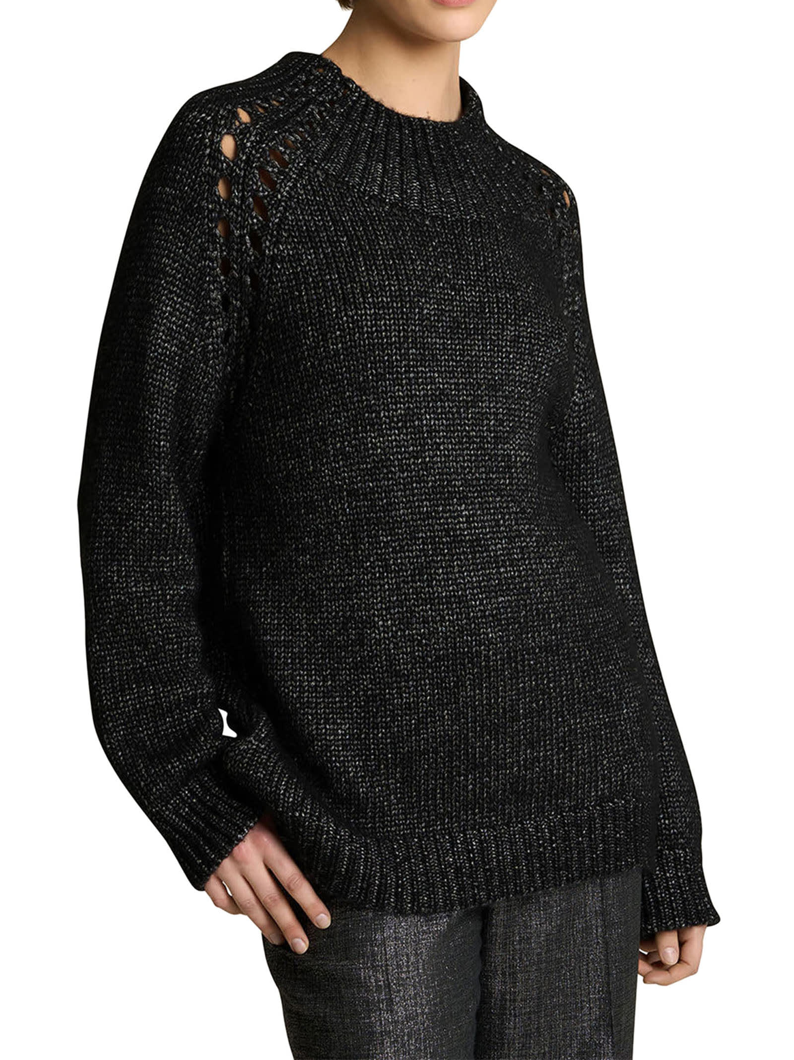 Shop Kiton Sweater High Neck Cashmere In Black