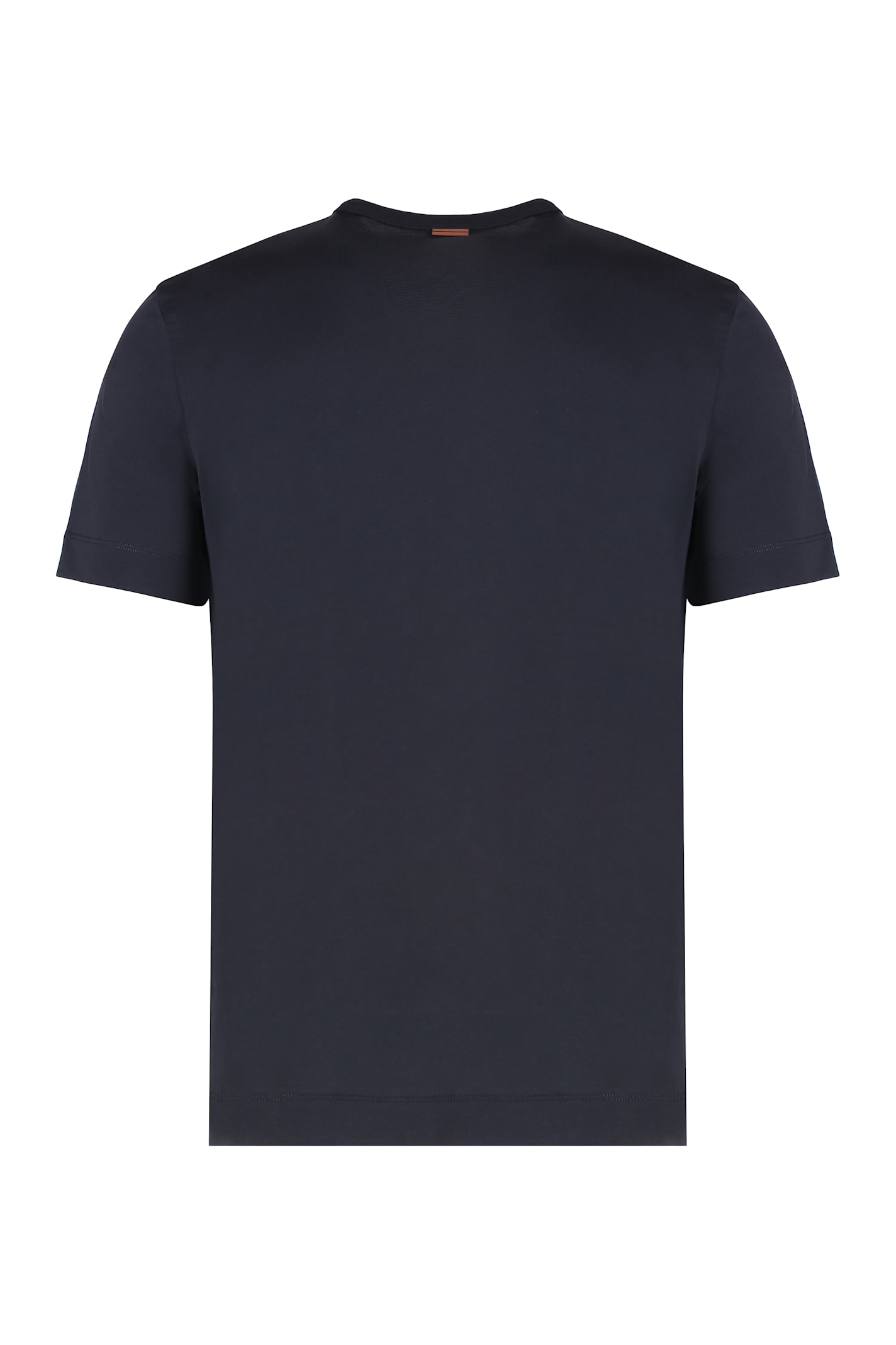 Zegna Midnight Crew Neck Cotton T-shirt In Blue