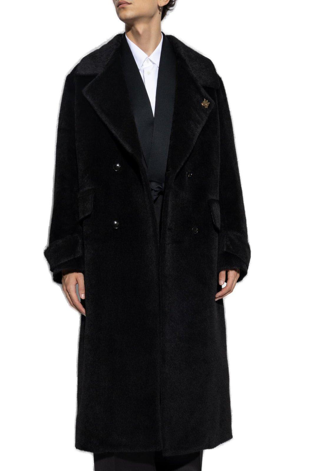 Shop Amiri Logo Plaque Belted Coat In Black