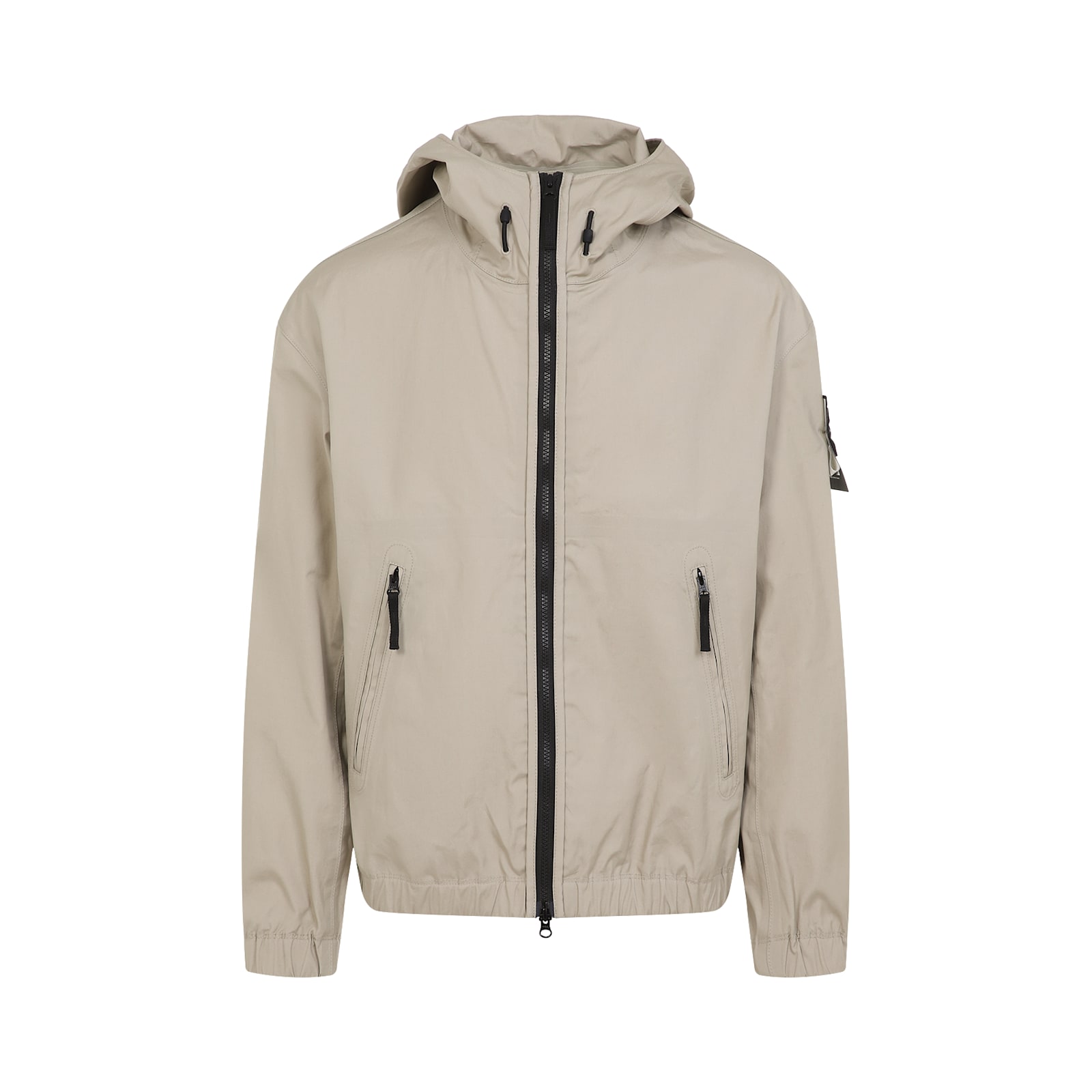 Stone Island Cotton Hooded Jacket Zip Pockets In Nude & Neutrals