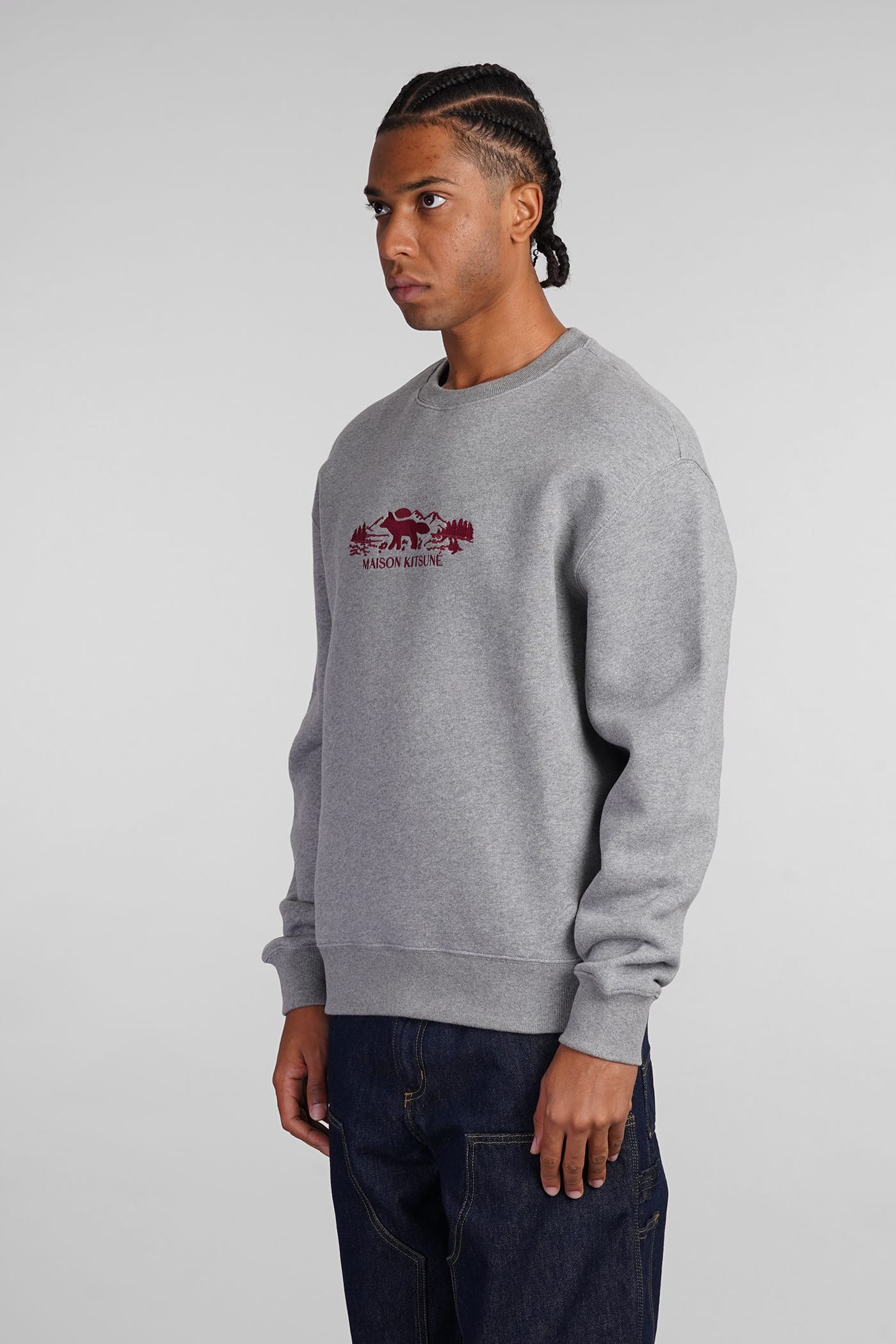 Shop Maison Kitsuné Sweatshirt In Grey Cotton