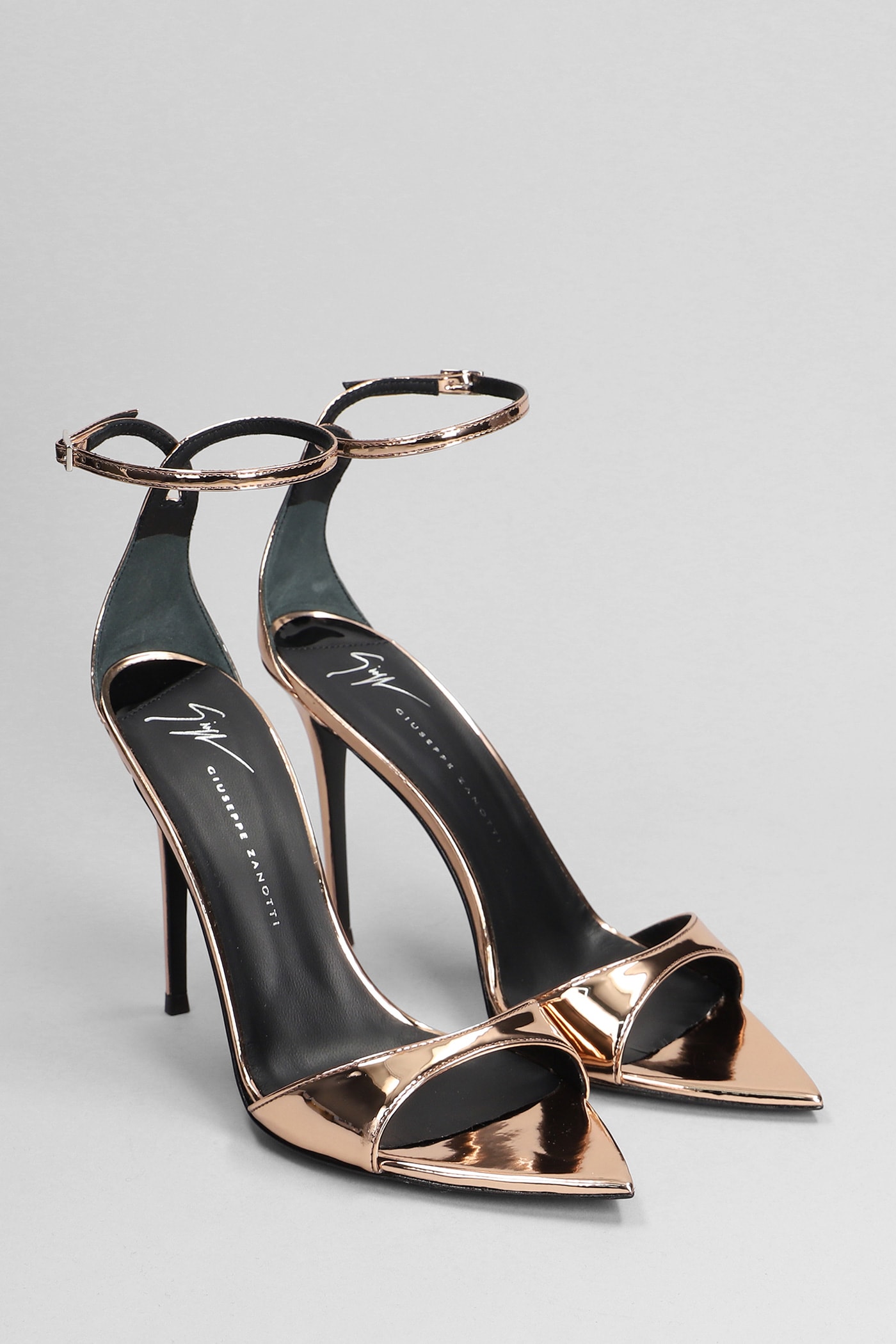 Shop Giuseppe Zanotti Intriigo Strap Sandals In Copper Leather In Gold