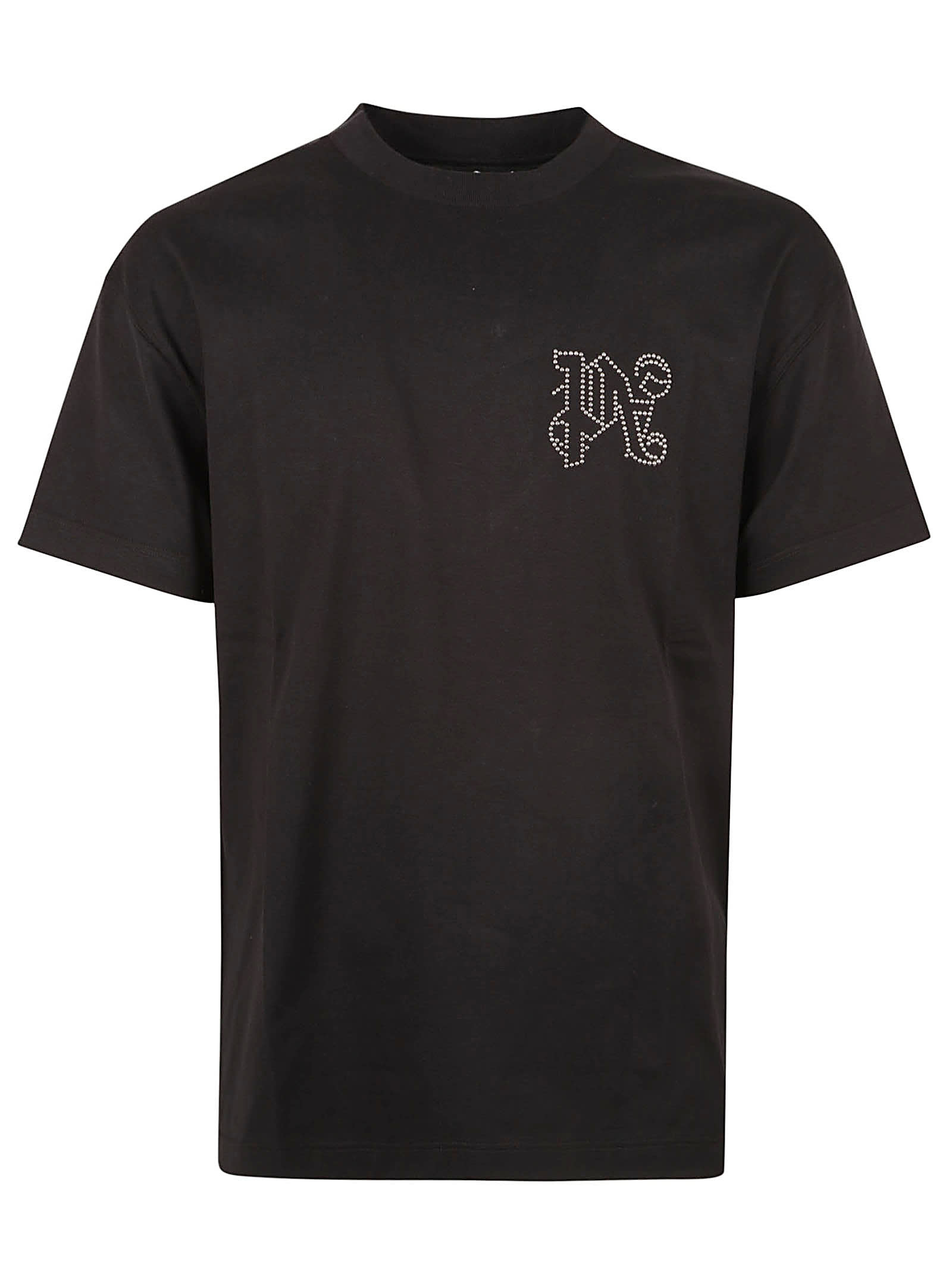 Shop Palm Angels Monogram Stud Classic T-shirt In Black/gunmetal