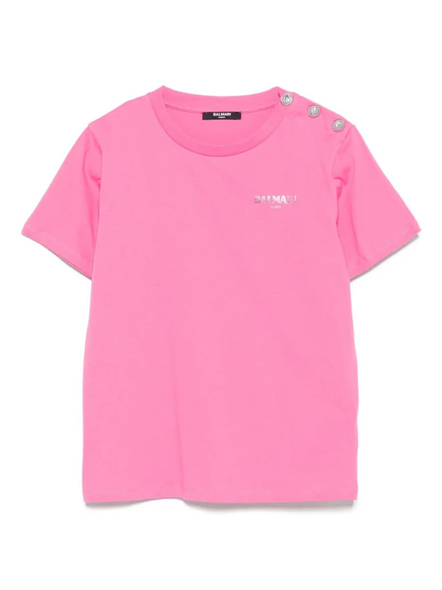 Balmain T-shirt Con Logo In Pink