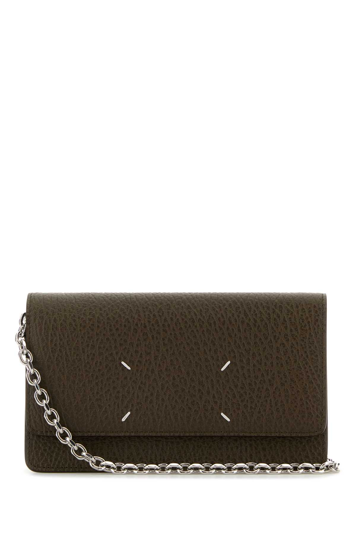 Shop Maison Margiela Mud Leather Clutch In Bark