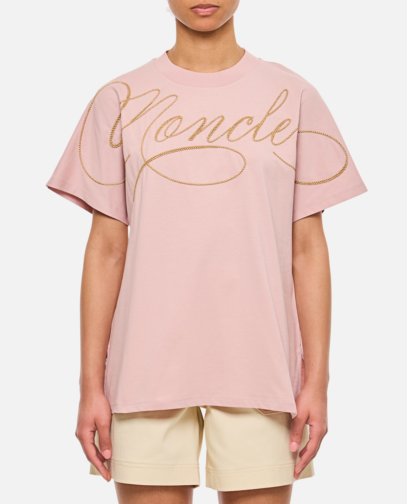 Moncler Women Logo T-shirt In Pink
