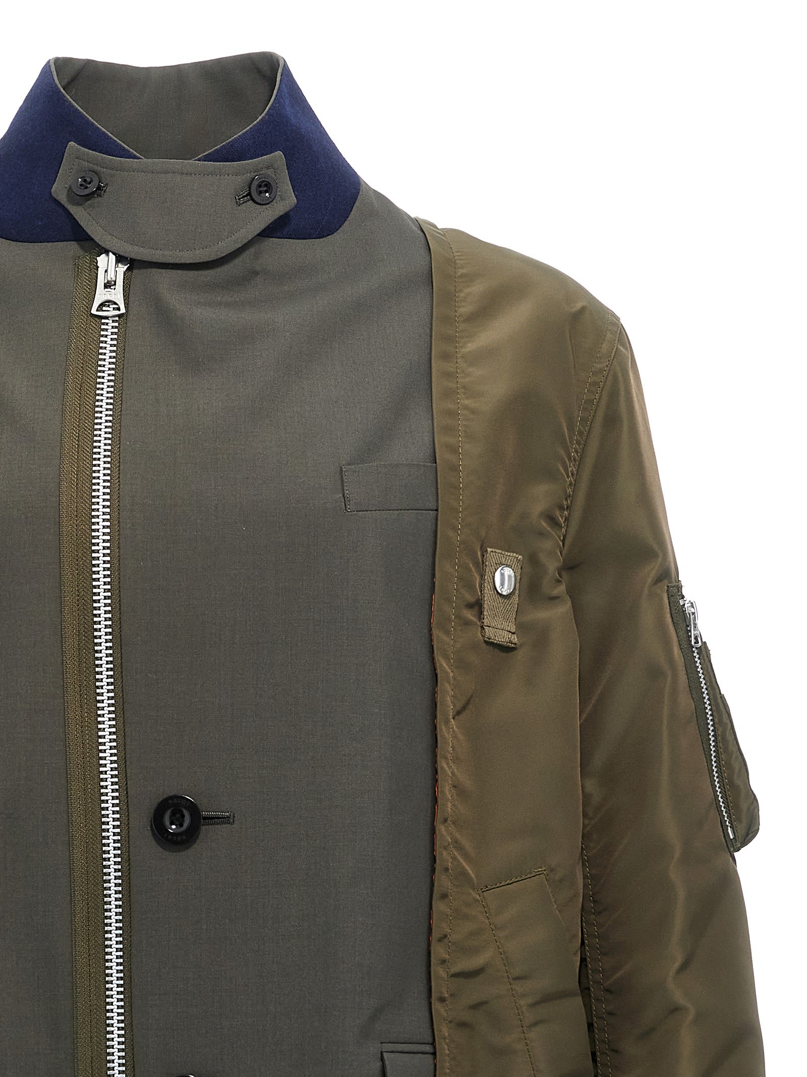 Shop Sacai Suiting Jacket In Green