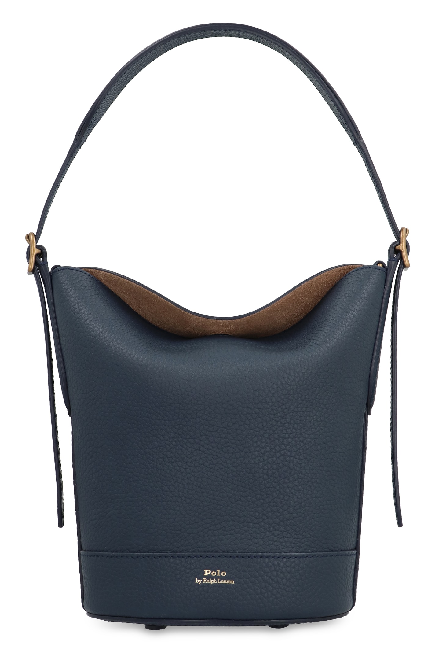 Shop Polo Ralph Lauren Bellport Leather Bucket Bag In Blue