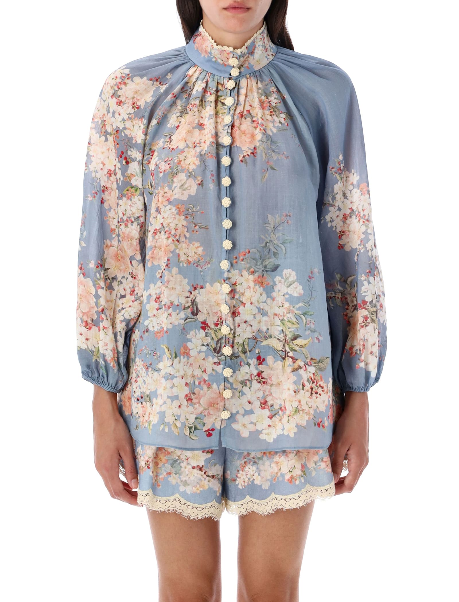 Zimmermann Cascadian Billow Blouse In Blue