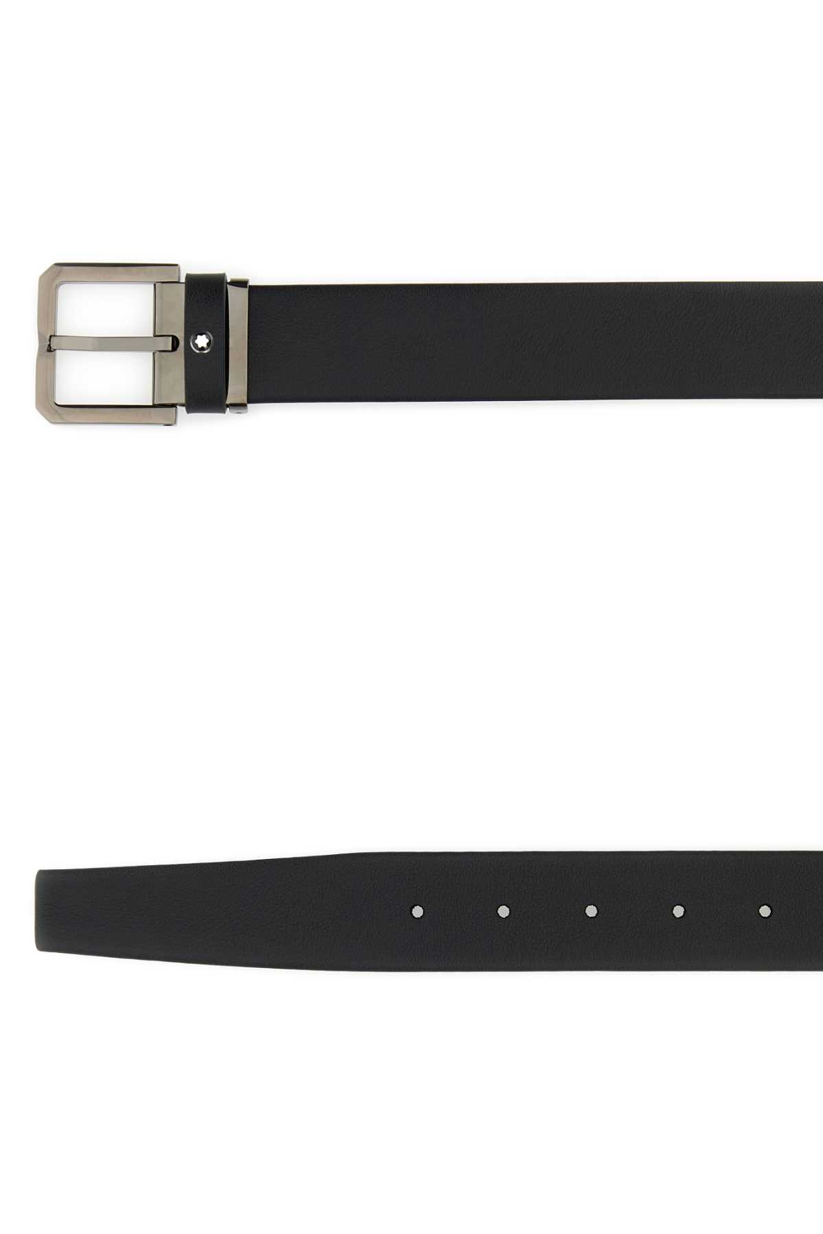 Montblanc Black Leather Belt In 000