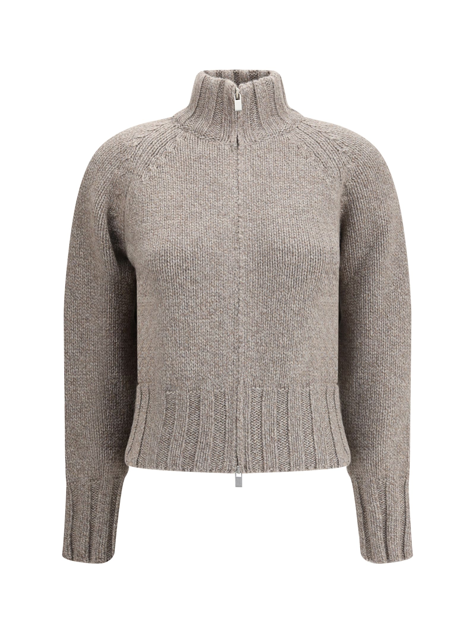 Magda Butrym Turtleneck Zip-front Cardigan In Gray