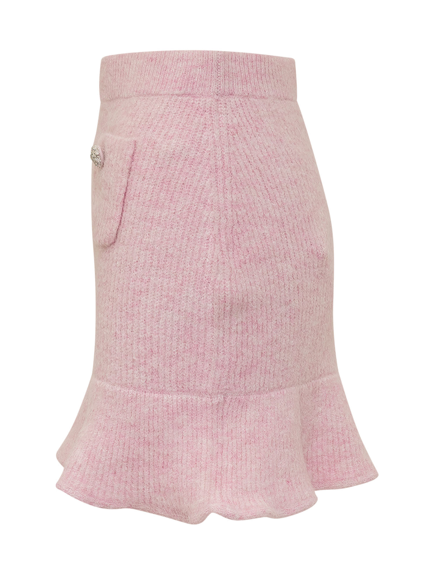 Shop Self-portrait Diamond Knitted Mini Skirt In Pink