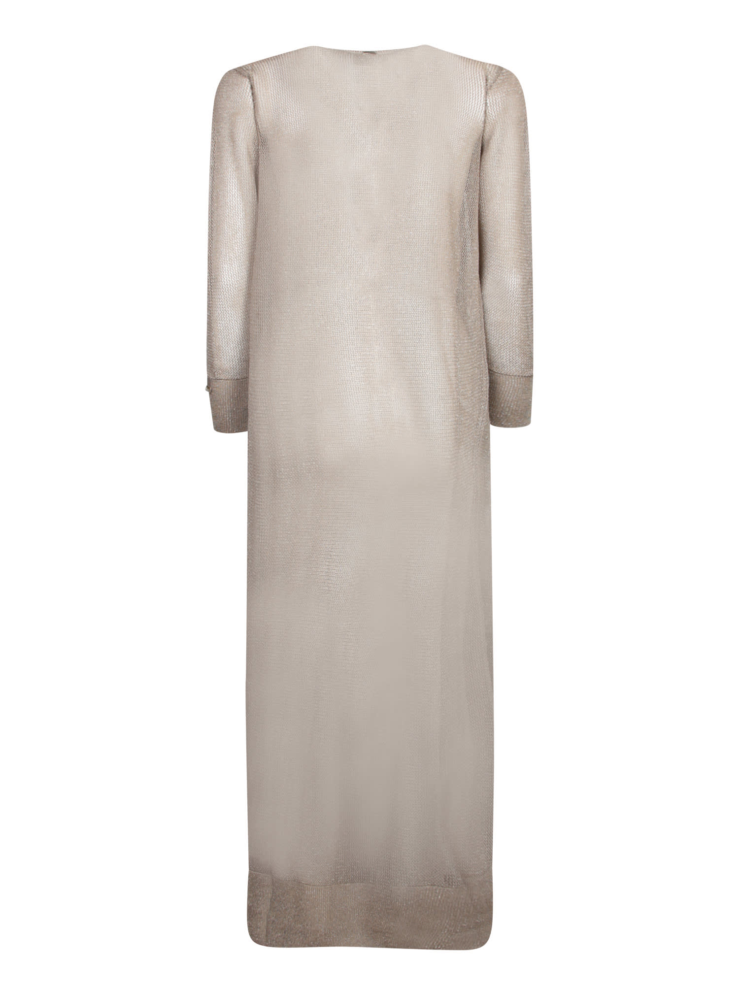 Herno Long Flowing Cardigan In Shiny Lurex Fabric In Chantilly