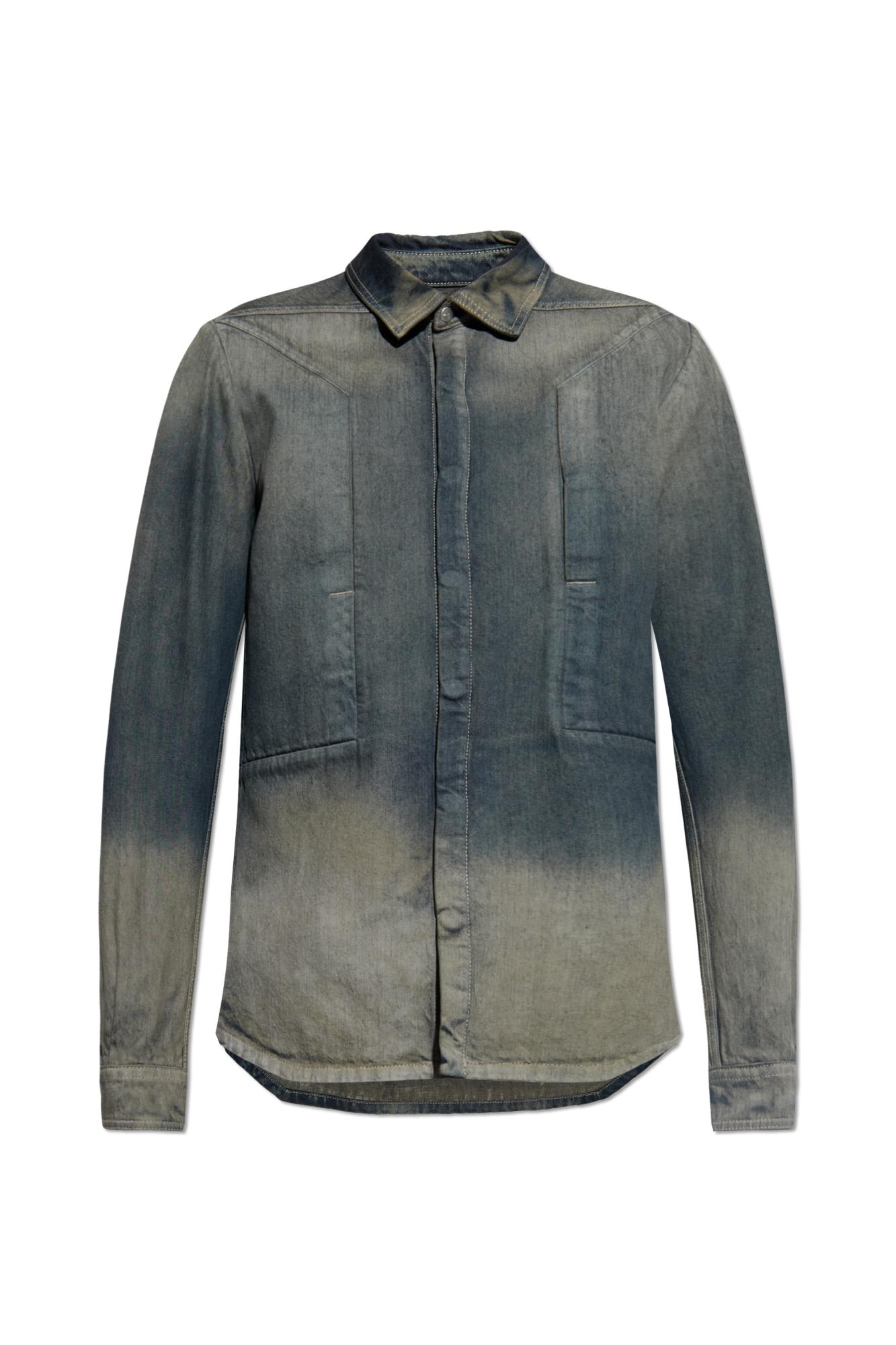 Rick Owens Gray Concordia Fogpocket Denim Shirt In Blue