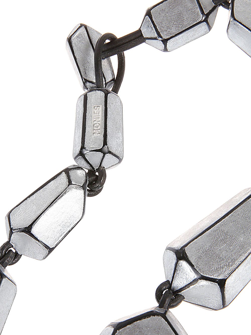 Monies Chic Quill Choker Necklace With Faceted Nuggets In Silver