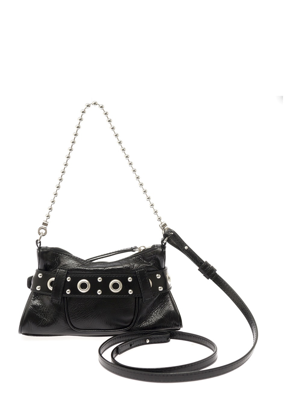 Shop Dsquared2 Gothic Black Shoulder Bag With Belt Detail In Smooth Leather Woman