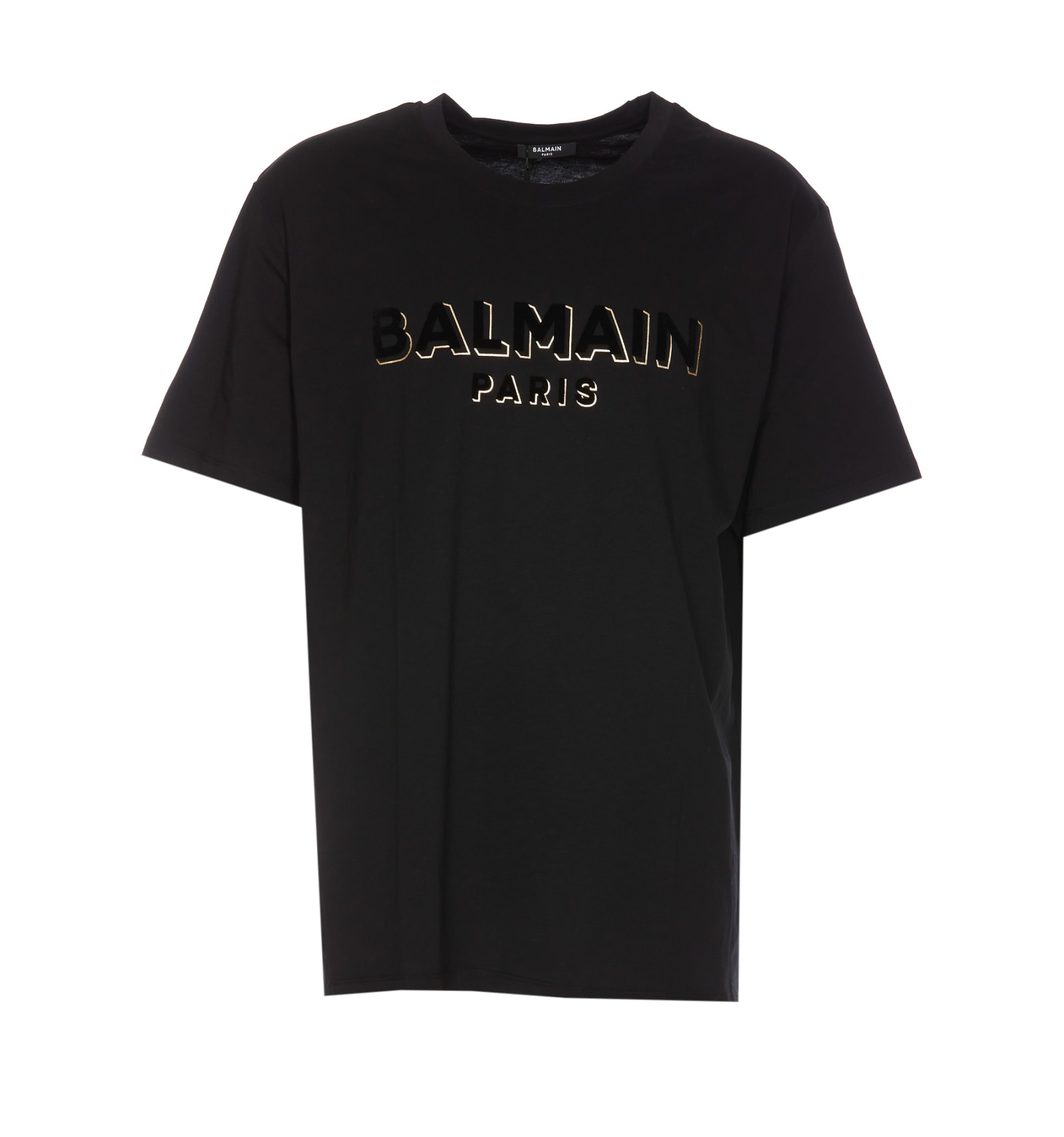Shop Balmain Velvet Logo T-shirt In Black