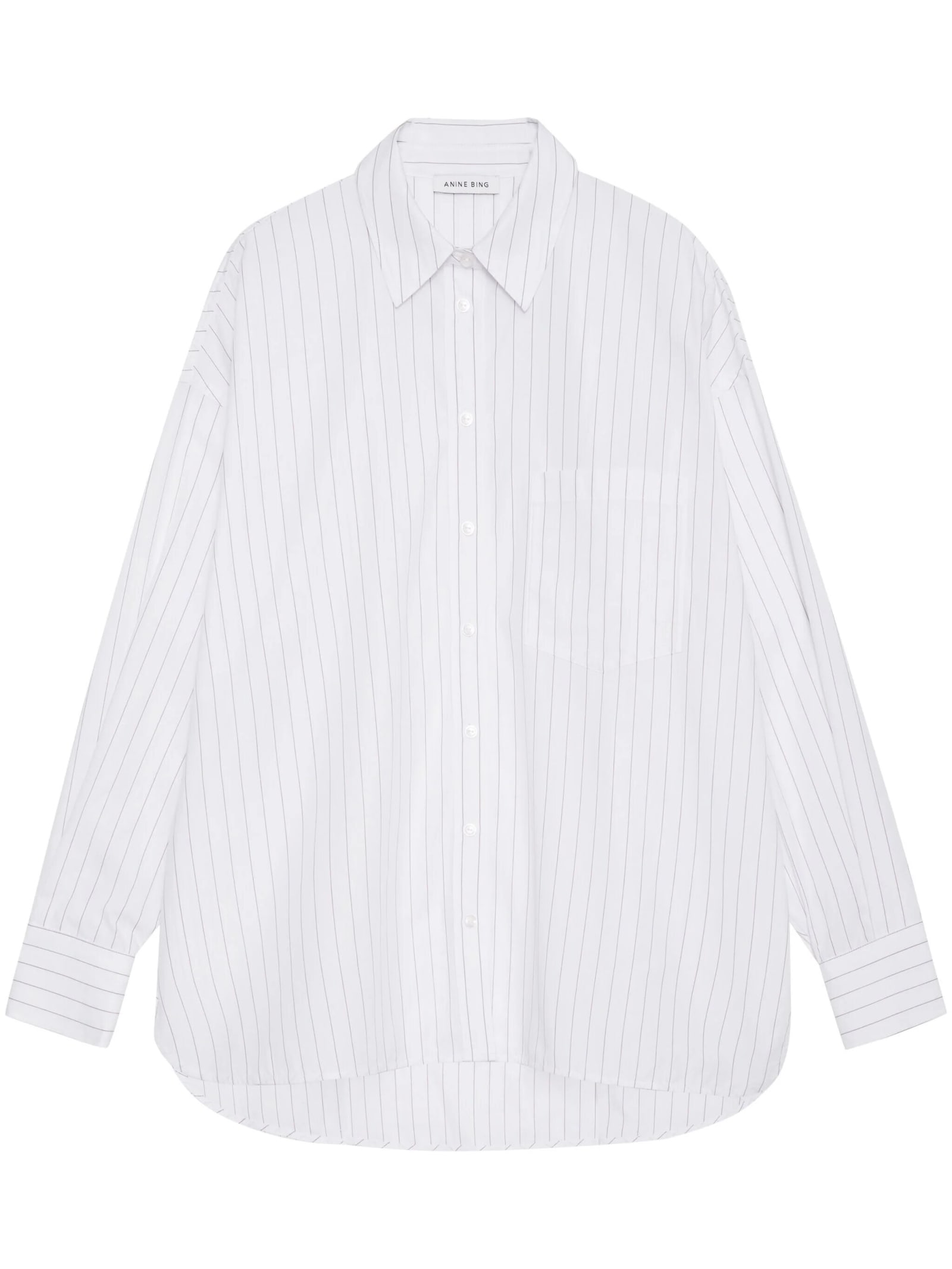 Shop Anine Bing Chrissy Shirt Stripe In White And Taupe