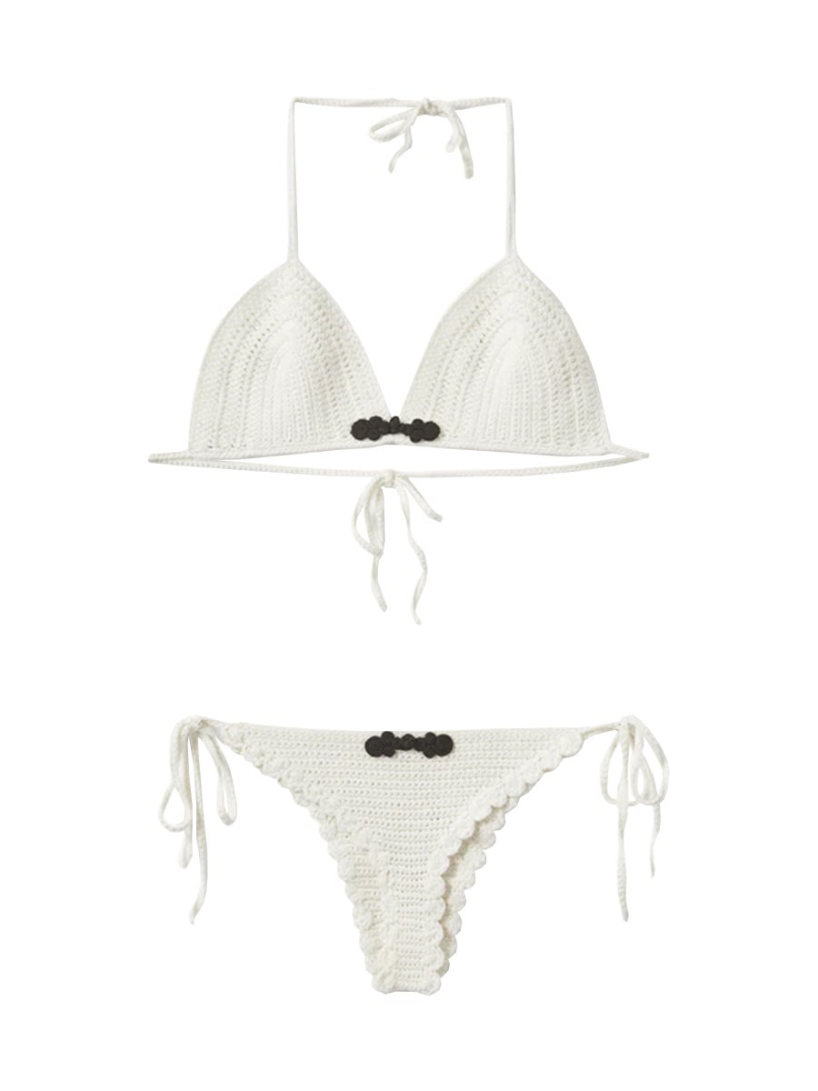 The Garment Plage Pointelle-knit Organic Cotton Bikini In White