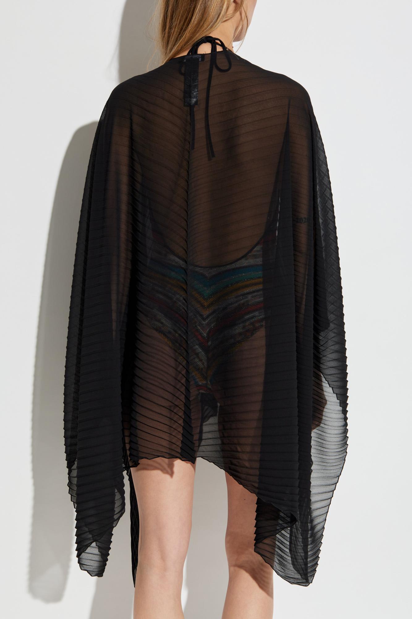 Emporio Armani Butterfly Chiffon Cape In Black