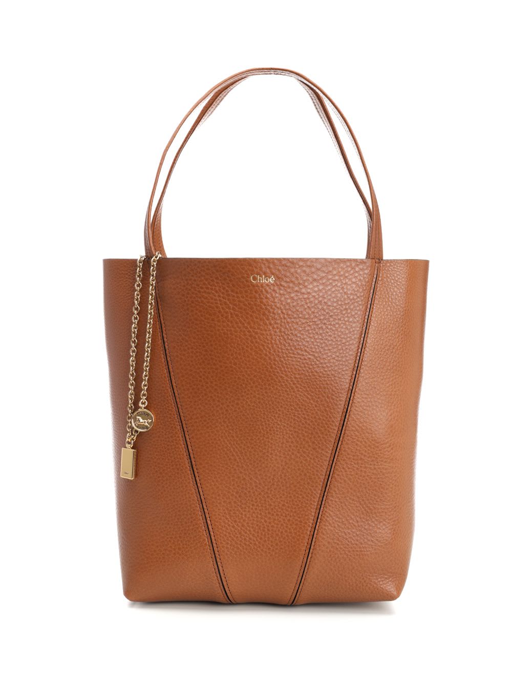 Chloé Spin North-south Tote Bag In Leather In Brown