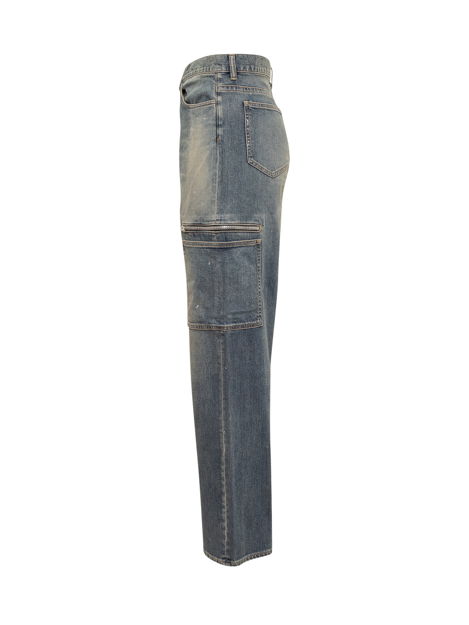 Shop Givenchy 4g Denim Cargo Jeans In Medium Blue