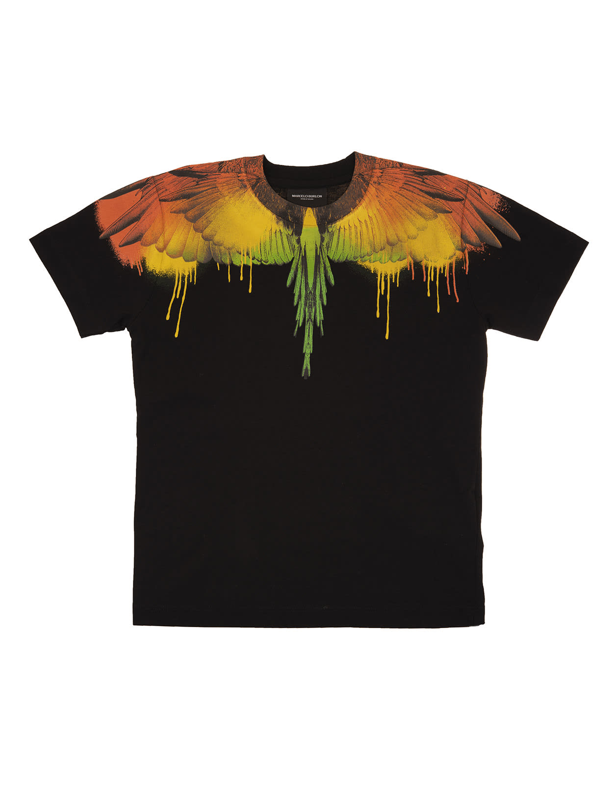 Marcelo Burlon Black/multicolour Cotton Wings-print Cotton T-shirt
