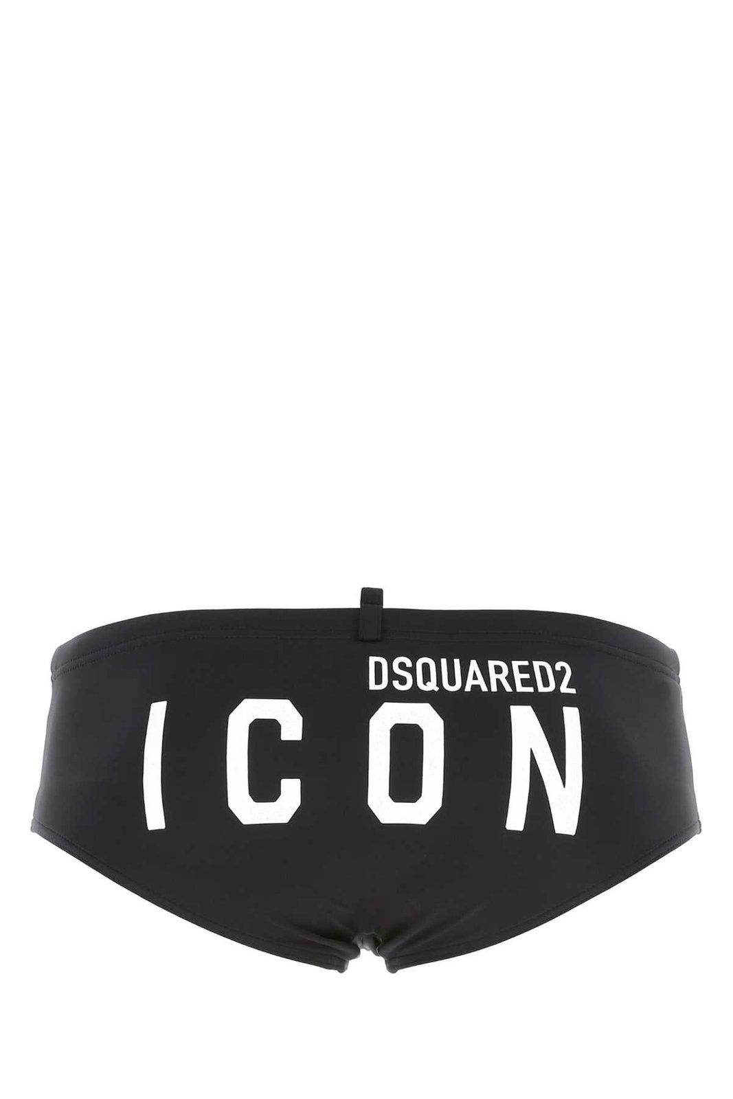 Shop Dsquared2 Logo-print Stretch Swimming Briefs In Black