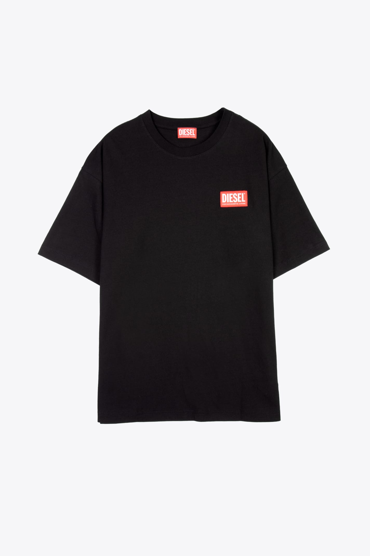 Shop Diesel T-nlabel-l1 Black T-shirt With Chest Logo Patch - T Danny Nlabel In Nero