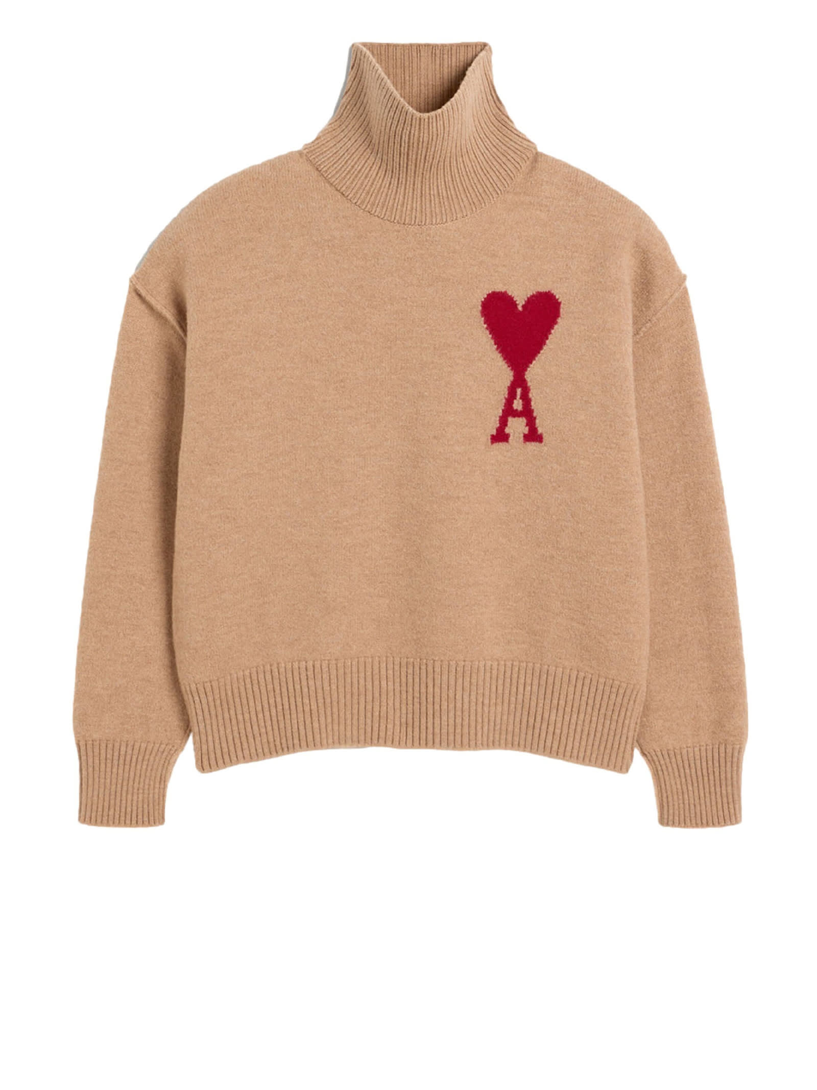 Shop Ami Alexandre Mattiussi Sweater In Camel Red