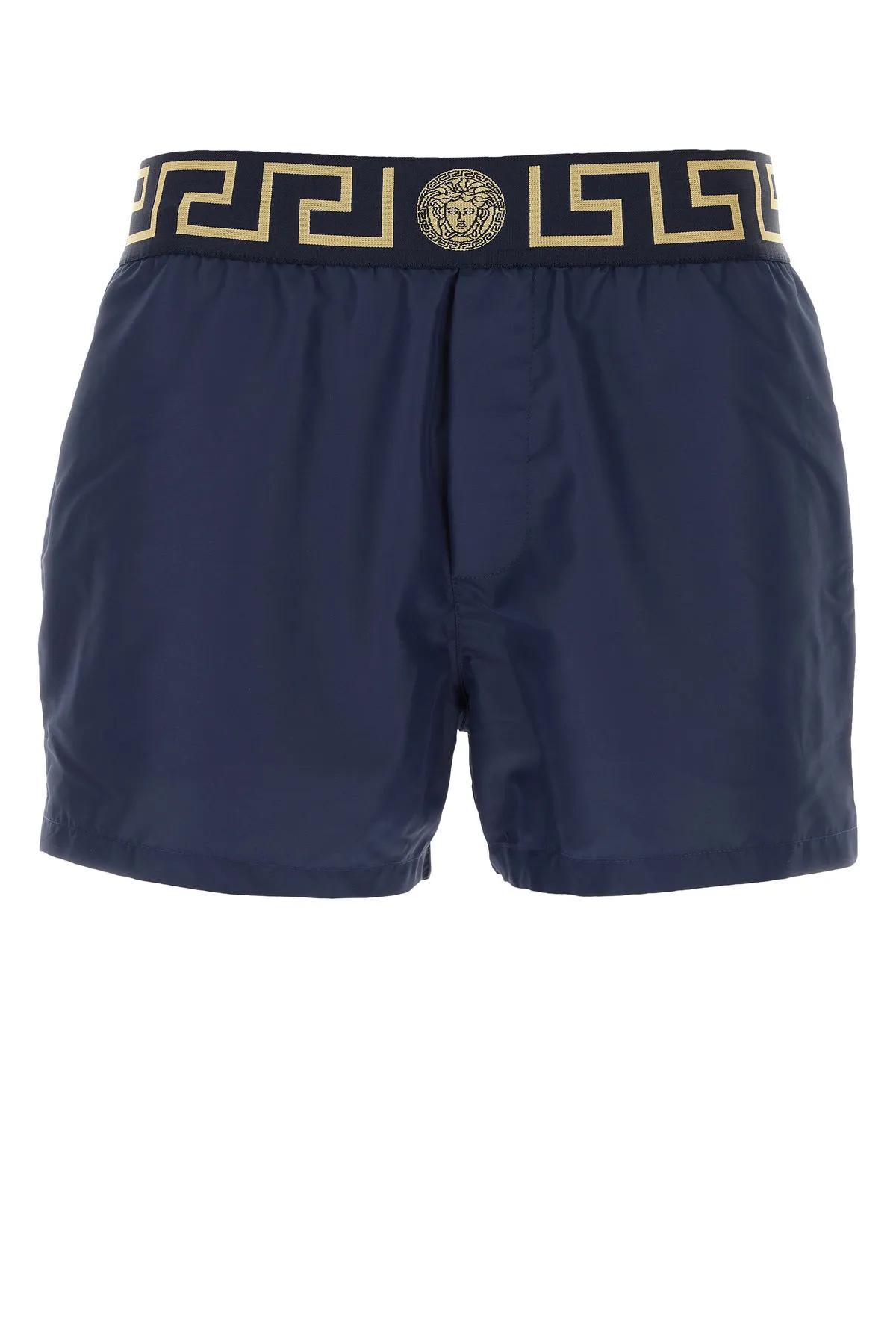 Shop Versace Blue Polyester Swimming Shorts