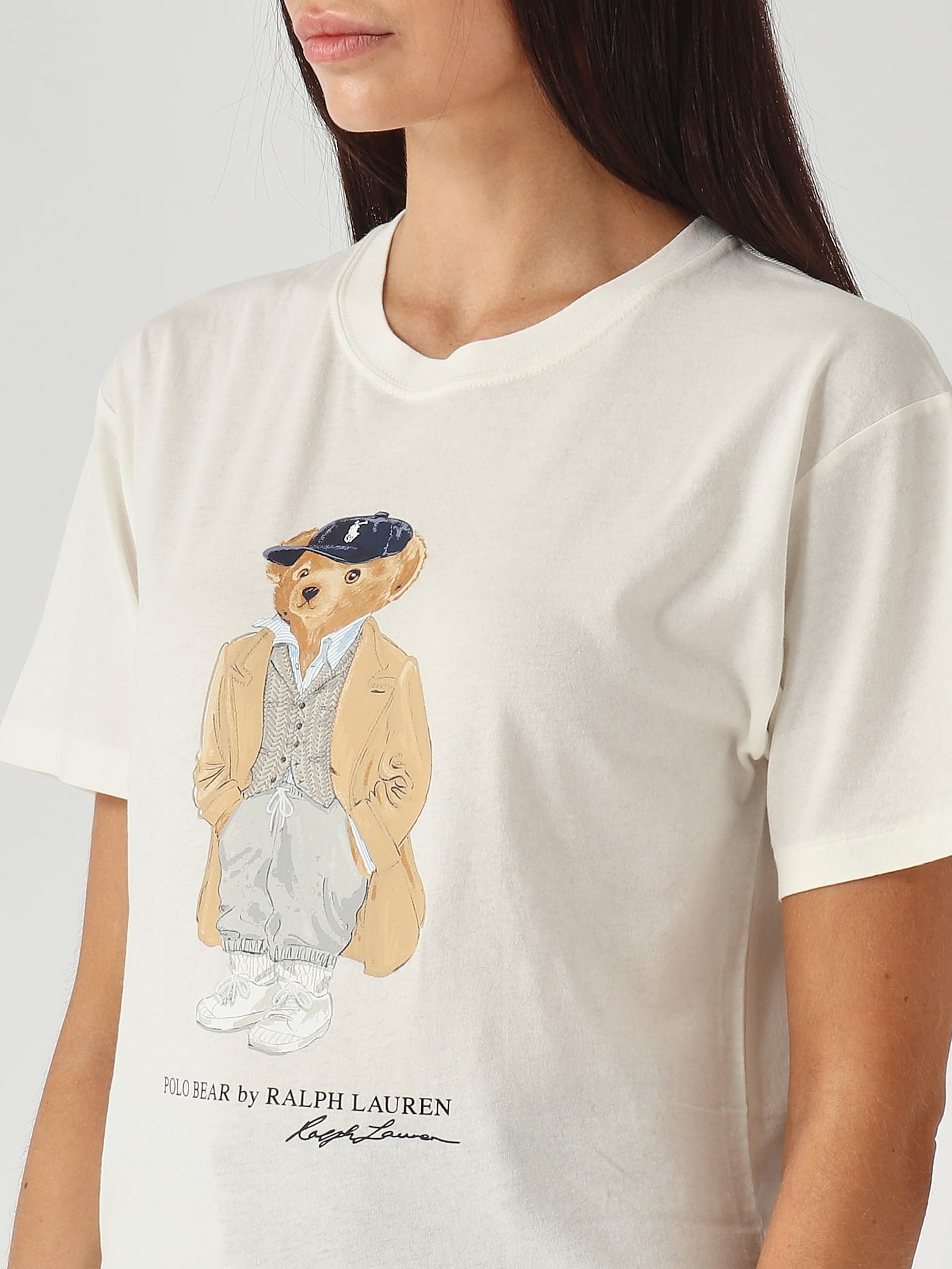 Polo Ralph Lauren Polo Bear White Cotton Jersey T-shirt In White