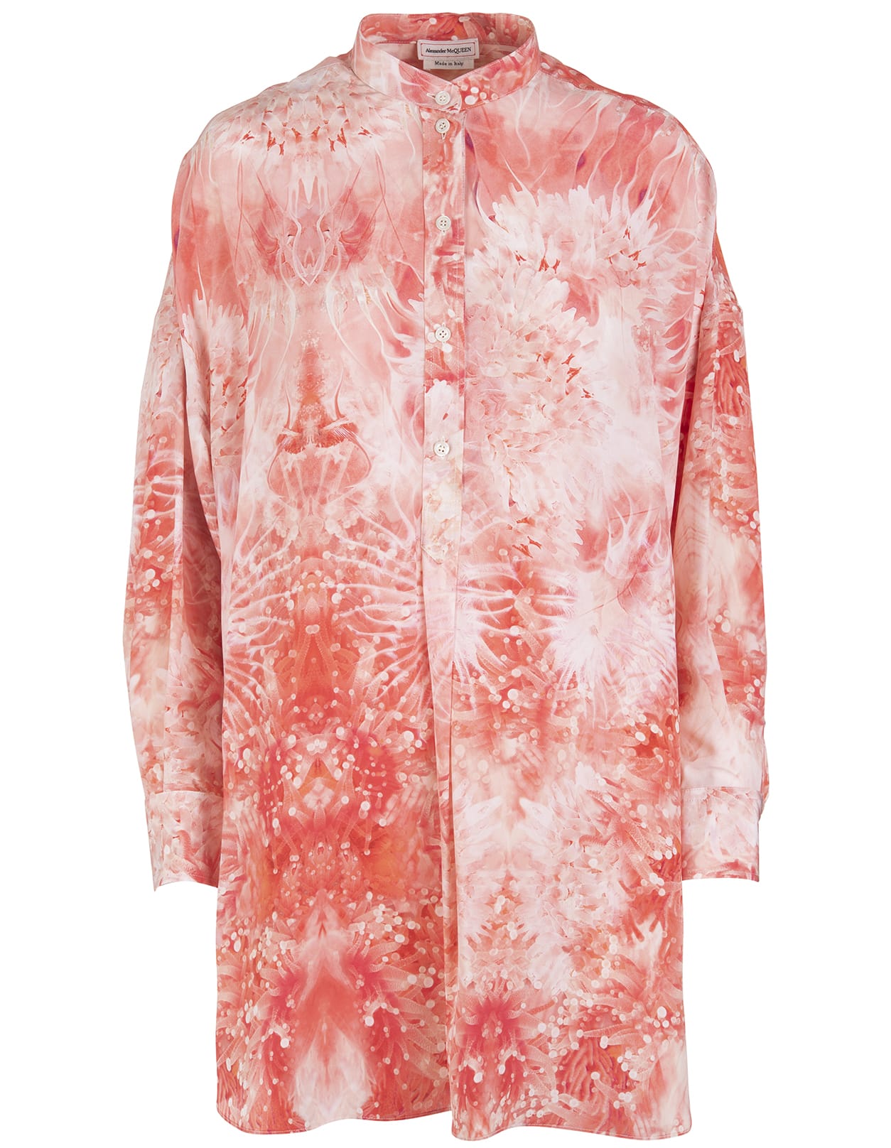 Alexander McQueen Woman Short Tunic Dress In Coral Silk