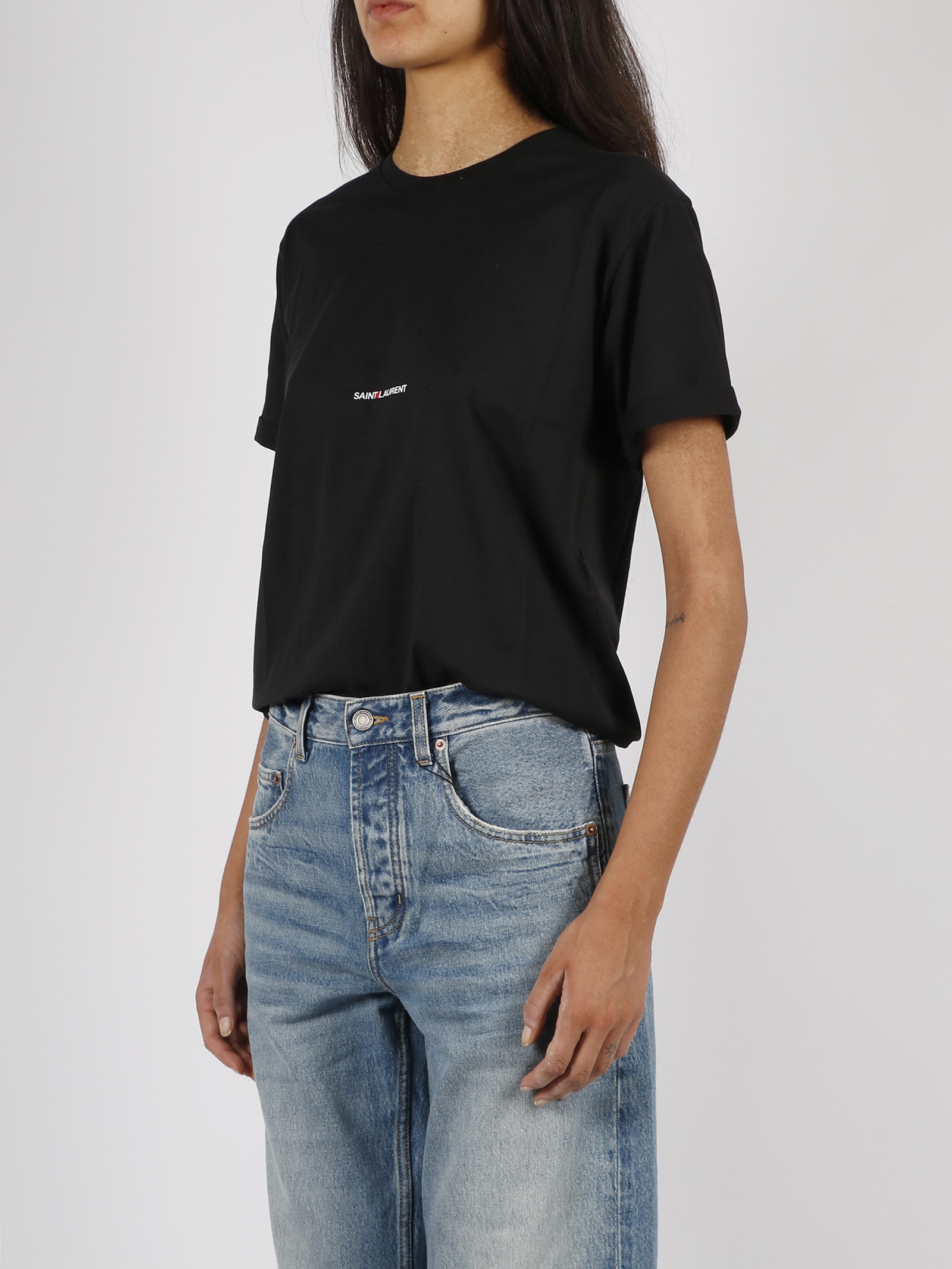 Shop Saint Laurent Boyfirend T-shirt In Black