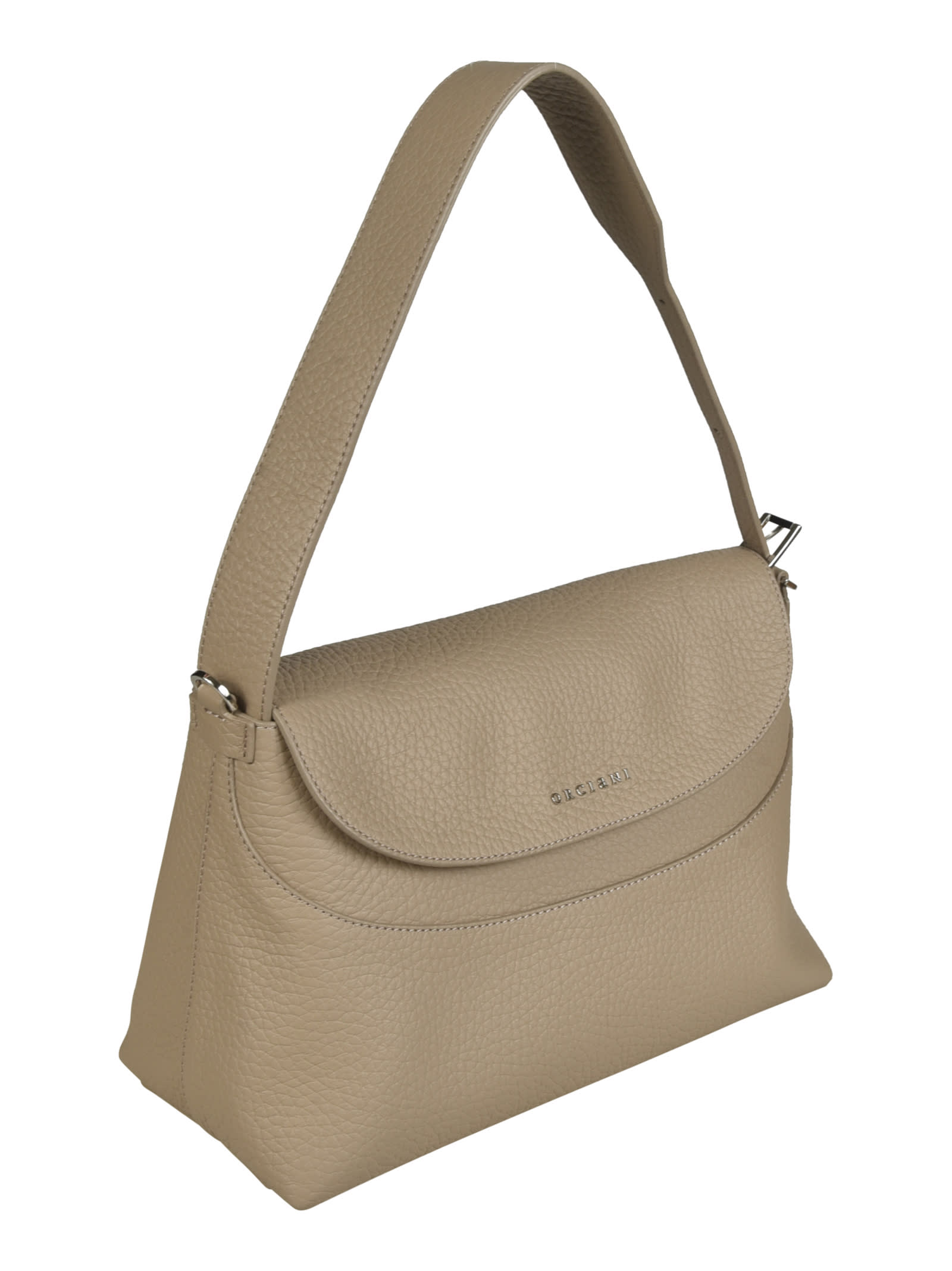 Shop Orciani Logo Flap Shoulder Bag In Conchiglia