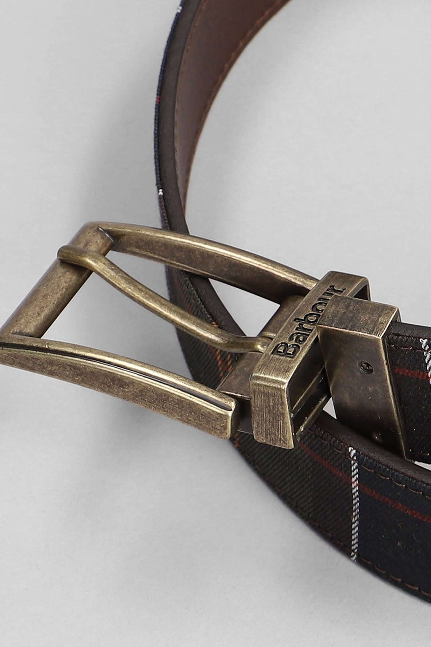 Shop Barbour Revers Tartan Belts In Tartan Leather
