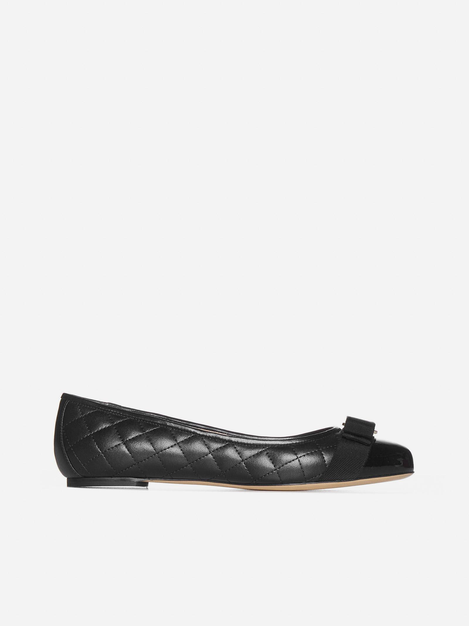 FERRAGAMO VARINA QUILTED NAPPA LEATHER BALLET FLATS