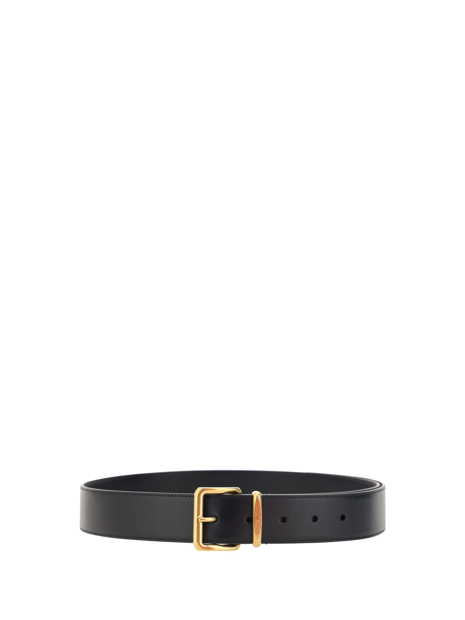 Miu Miu Logo Detailed Buckle Belt In Black