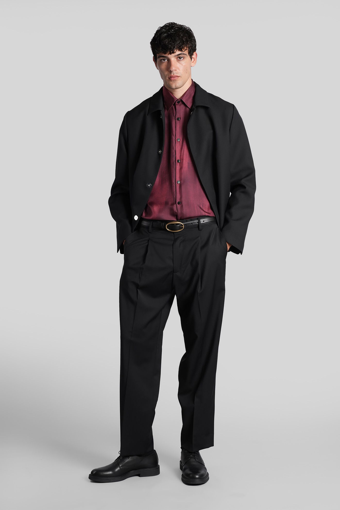 Costumein Valentino Shirt In Bordeaux Silk In Burgundy