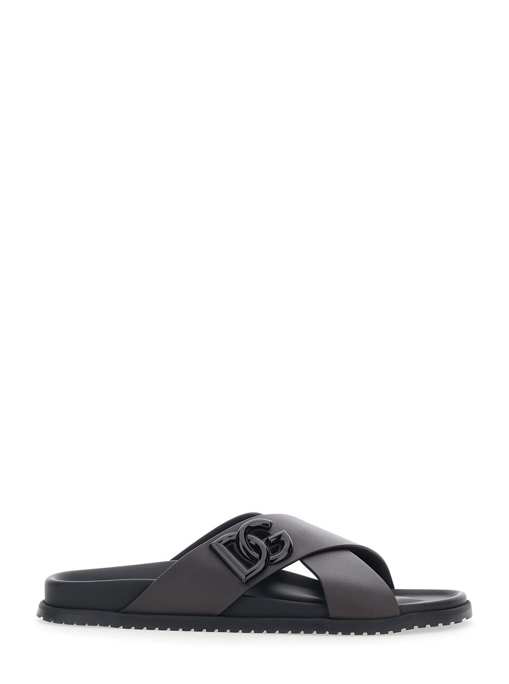 Dolce & Gabbana Brown Sandals With Logo Detail And Criss-crossed Straps On The Front In Leather Man