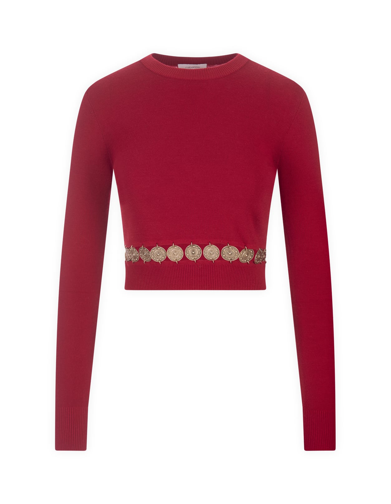 Shop Rabanne Red Short Pullover With Belt Detail