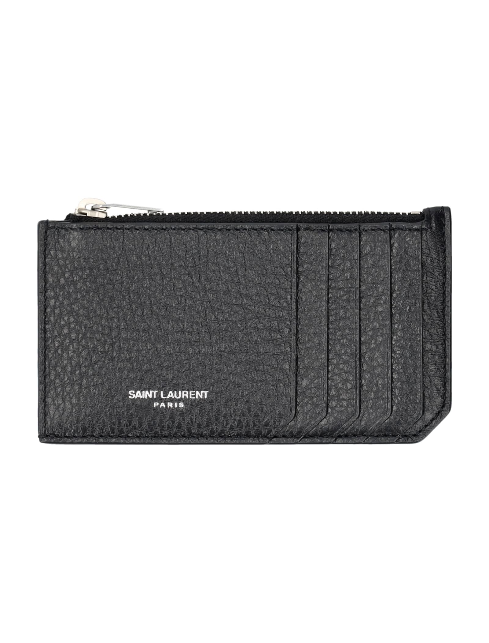 Saint Laurent Zip Card Case In Black