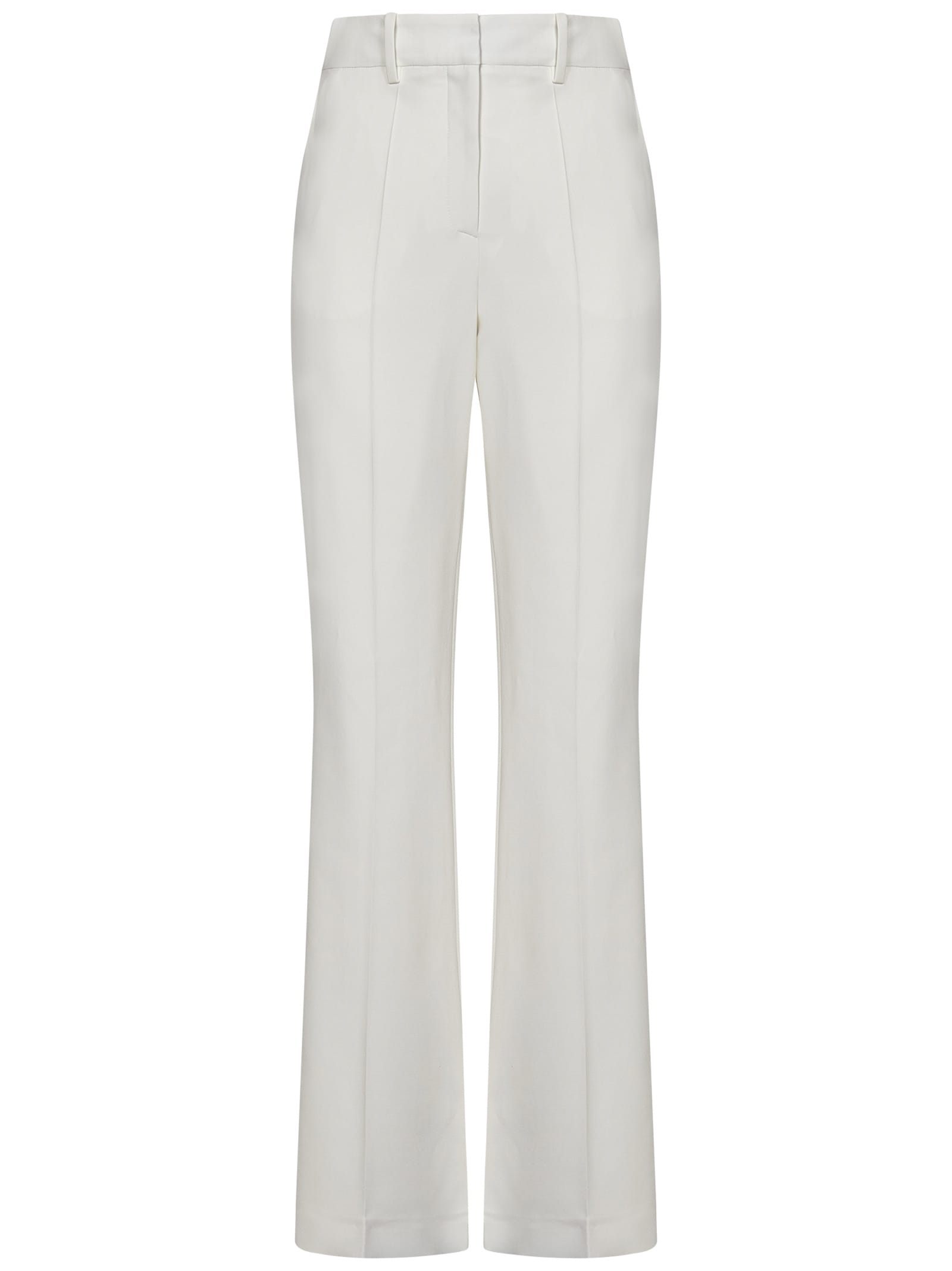 Balmain High-waisted Crepe Flare Pants In White