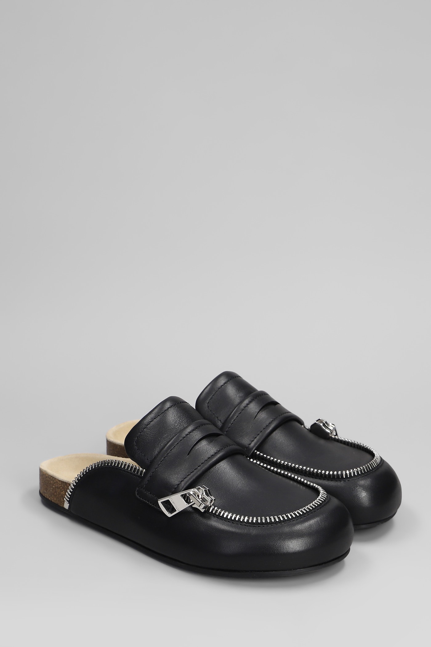 Jw Anderson Biker Loafer Slipper-mule In Black Leather In Black