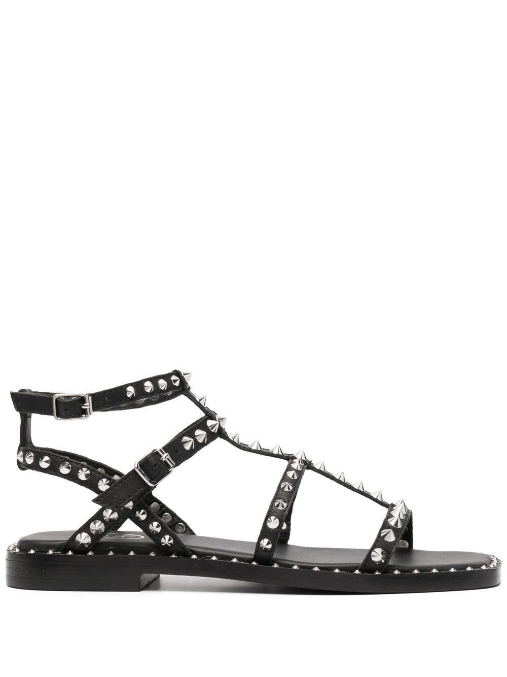 Ash Black Leather Sandals With Studs