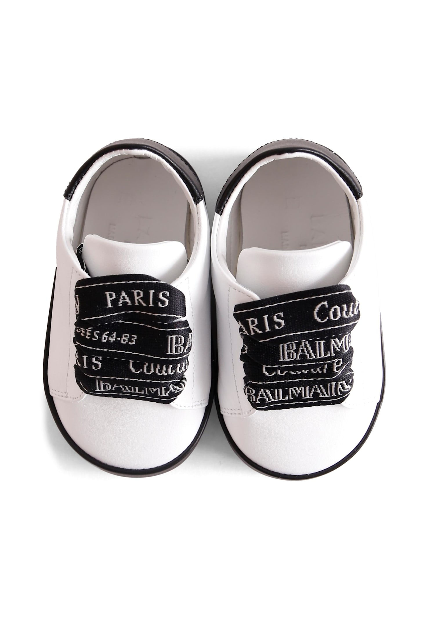 Balmain White Sneakers For Babykids Wirth Logo In White