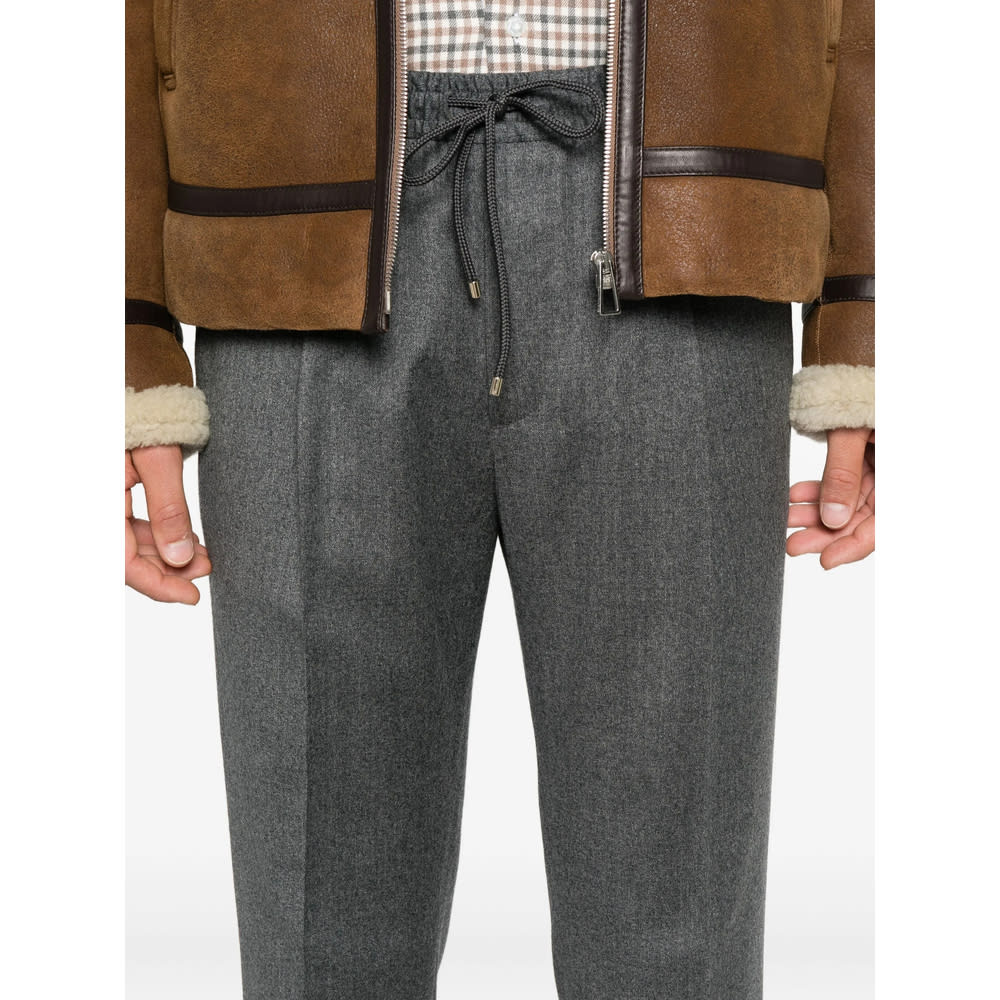 Briglia 1949 Drawstring Wool Trousers In Gray