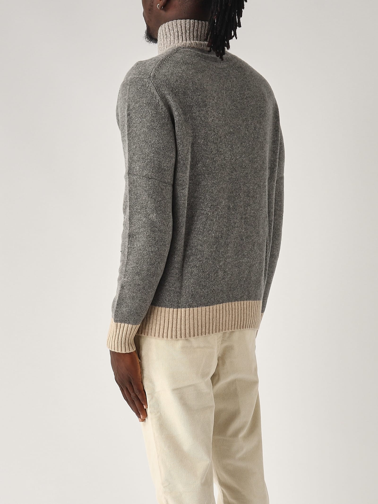 Shop Ballantyne T Neck Pullover 2 Bottoni Sweater In Grigio