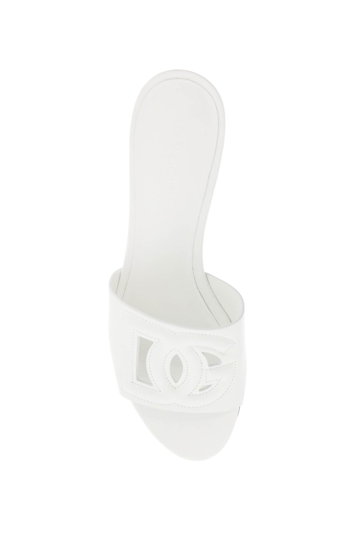 Dolce & Gabbana White Mules With Low Heel And Dg Millennials Detail In Smooth Leather Woman In Bianco (white)